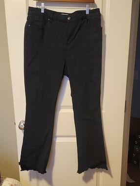 CHARLIE B Black Bootcut Flare Pants with Raw Hem EUC